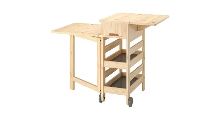 Opklapbare tafel met opbergruimte, verkrijgbaar voor €199 op de IKEA-website.